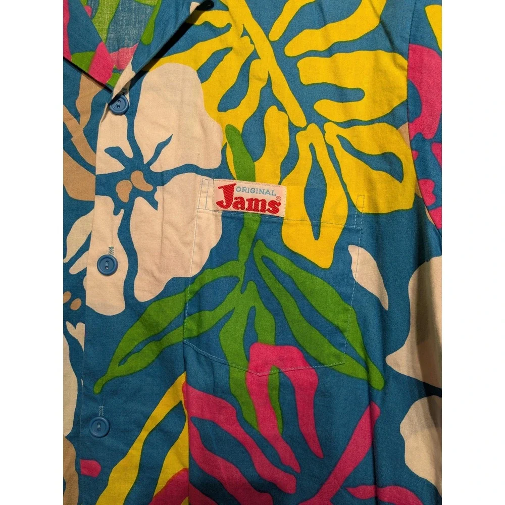 VINTAGE Surf Line Hawaii Shirt Men M Blue Aloha Hawaiian Original Jams World 80s - Picture 4 of 13